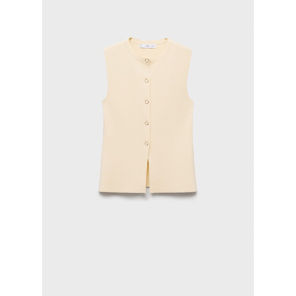 MANGO - Fine-knit vest with buttons ecru - M - Woman